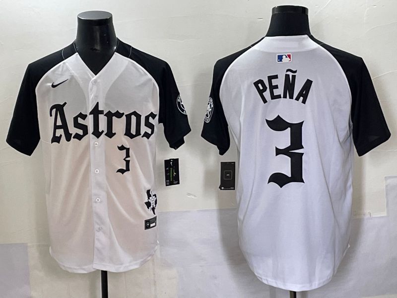 Men 2025 Houston Astros #3 Pena white black Five generations Joint Name Nike MLB Jersey style 6